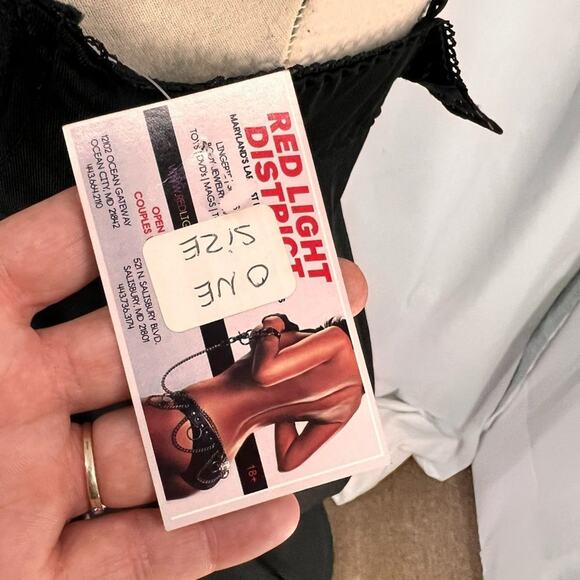 Black Semi Sheer Negligee String Thong Panty Set One Size - Picture 8 of 10